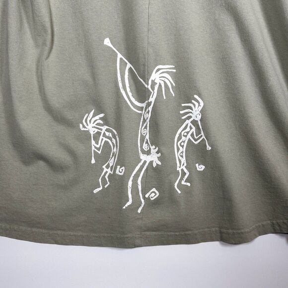 Vintage Cactus California Tunic Dress Womens XL Green Kokopelli Art Made in USA - Picture 8 of 12